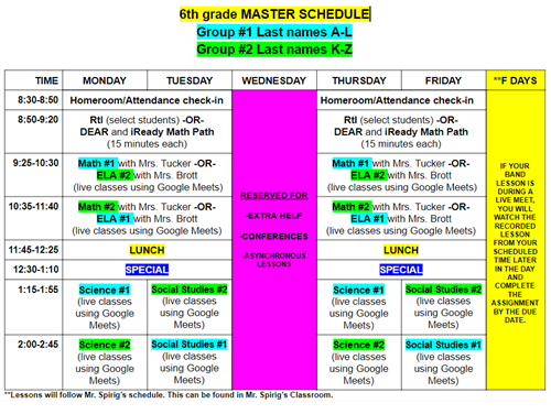 Master Schedule 